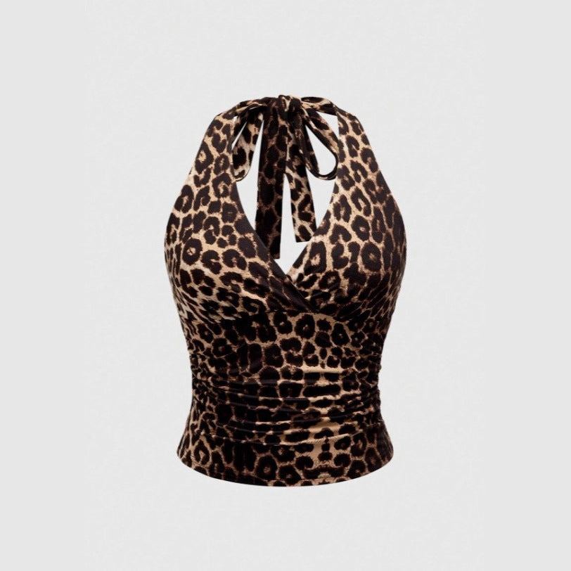 Damen Cut-Out Top mit Leo-Muster R&B