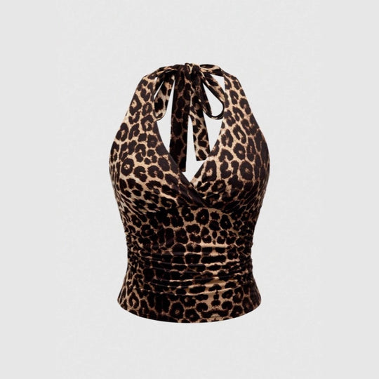 Damen Cut-Out Top mit Leo-Muster R&B