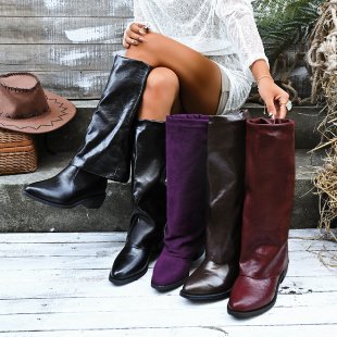 Damen knöchelhohe Stiefel im ausgefallenen Design mit seitlicher Raffung und robustem Blockabsatz R&B