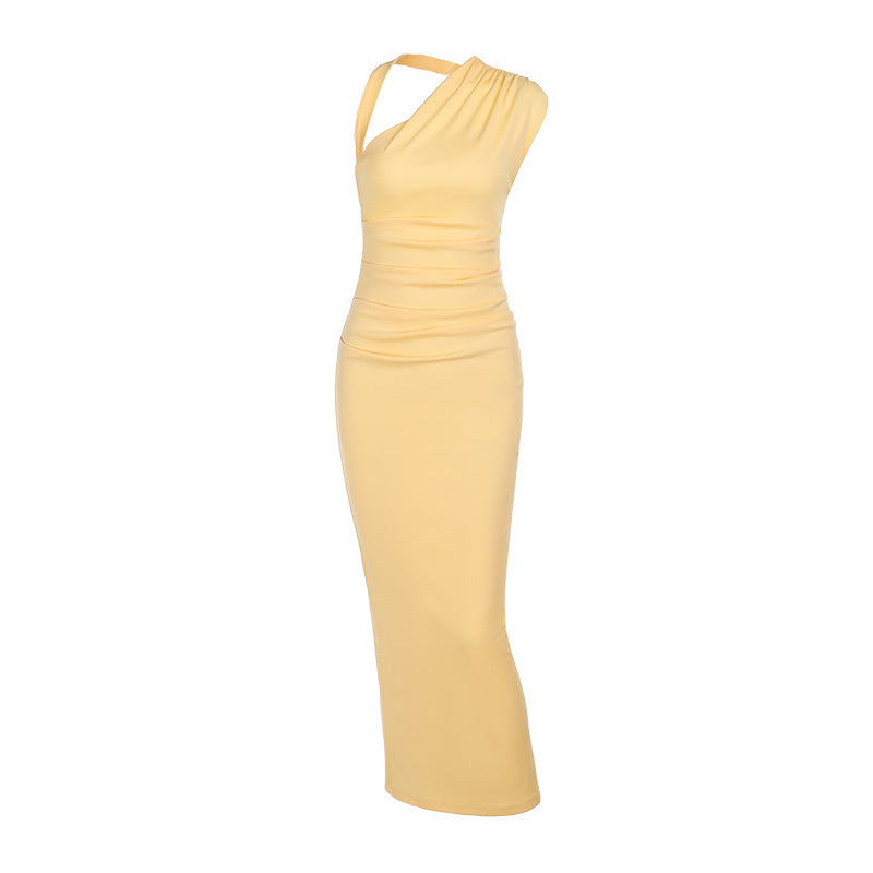 Damen Elegantes wickelbares Abendkleid mit asymmetrischem Halterdesign und figurbetontem Schnitt EB