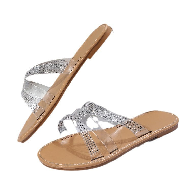 Damen Glamouröse Zehentrenner-Sandalen mit funkelnden Akzenten R&B