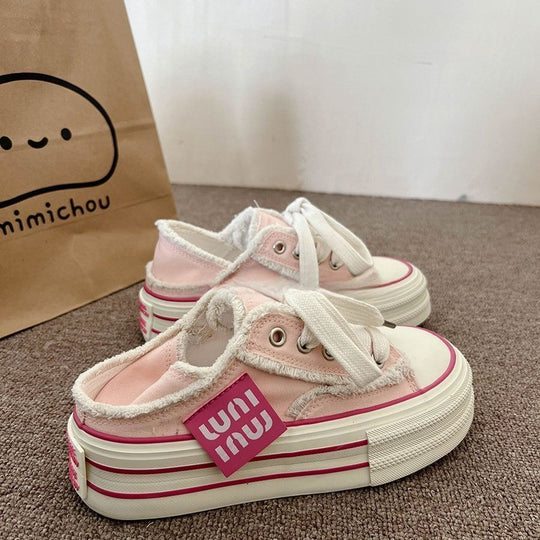 Damen Sneaker mit flauschiger Oberflächenstruktur und trendiger Blocksohle R&B