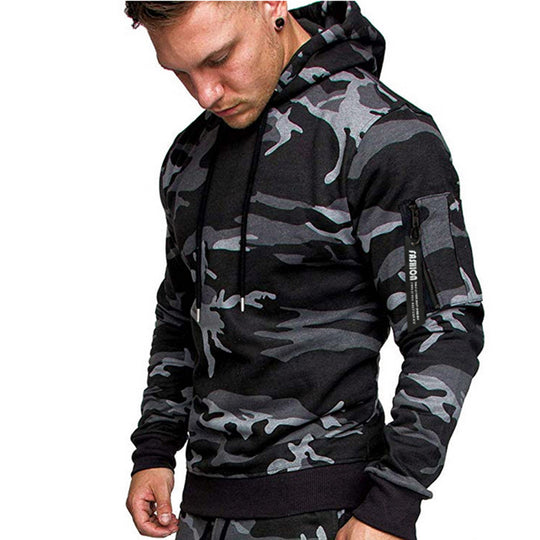 Herren sportlicher Hoodie mit seitlichem Reißverschluss R&B