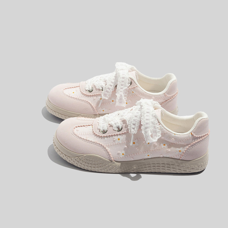 Damen Sneakers mit verspieltem Blumenmuster und rutschfester Sohle