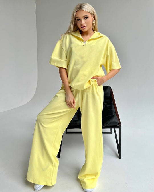 Damen Sportives Oberteil und weite Hose Set R&B