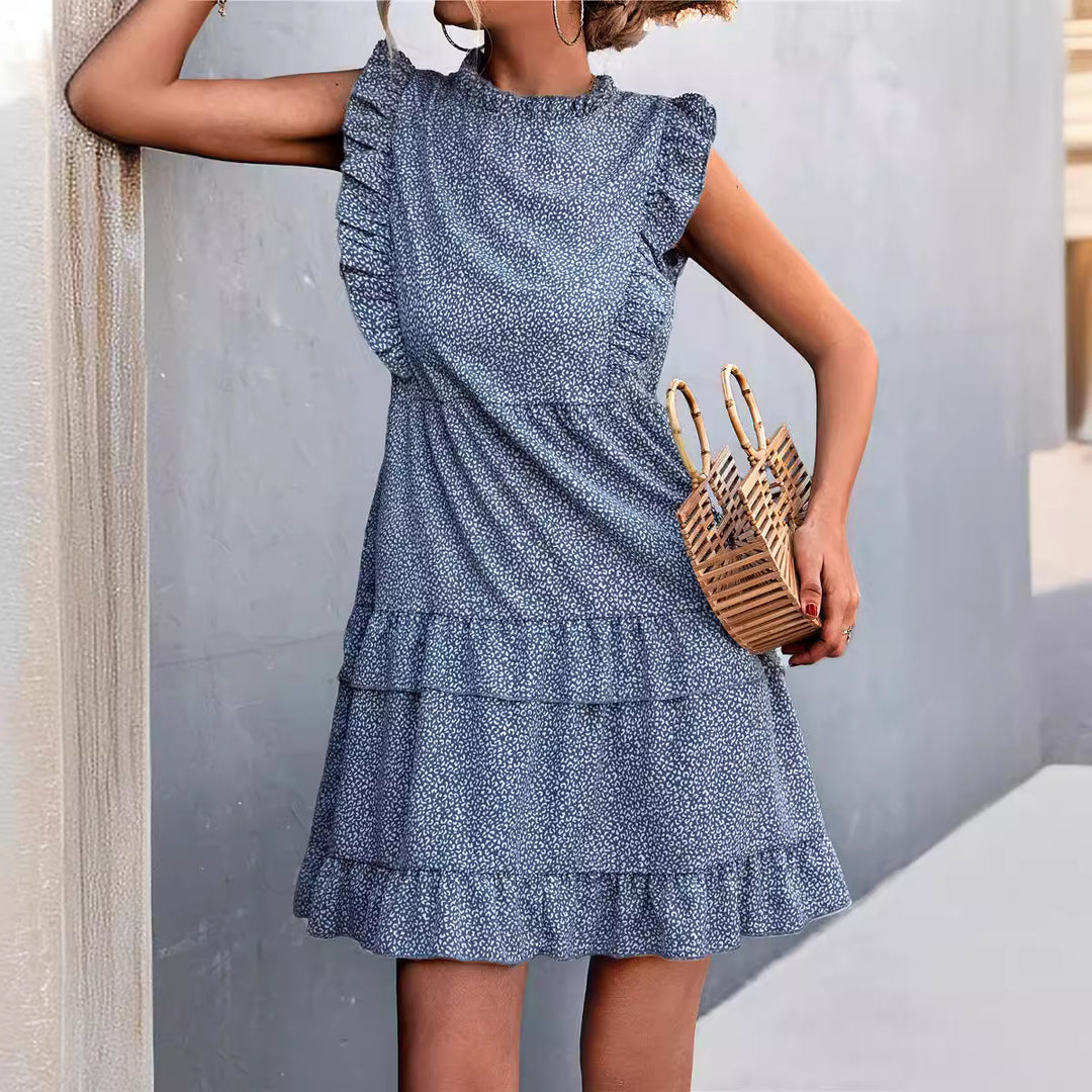 Damen luftiges Sommerkleid mit voluminösen Rüschensäumen und femininer Silhouette R&B
