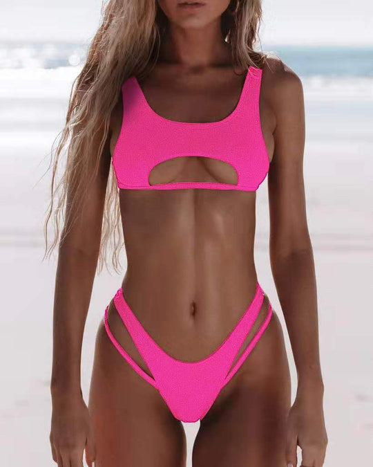 Damen Extravagantes Badeoberteil mit Cut-Outs R&B
