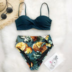 Damen Hoch tailliertes Bikini-Set mit floralem Oberteil R&B