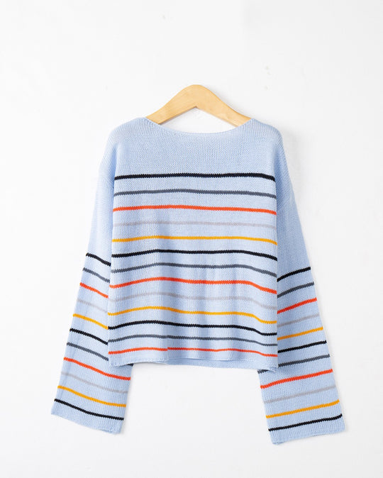 Damen Oversized Streifenpullover aus weichem Material mit weitem Schnitt R&B