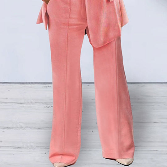 Damen elegantes und lockeres Blazerset mit weiten Hosen R&B