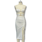 Damen Figurumspielendes Maxikleid mit Cut-Outs und hohem Schlitz R&B