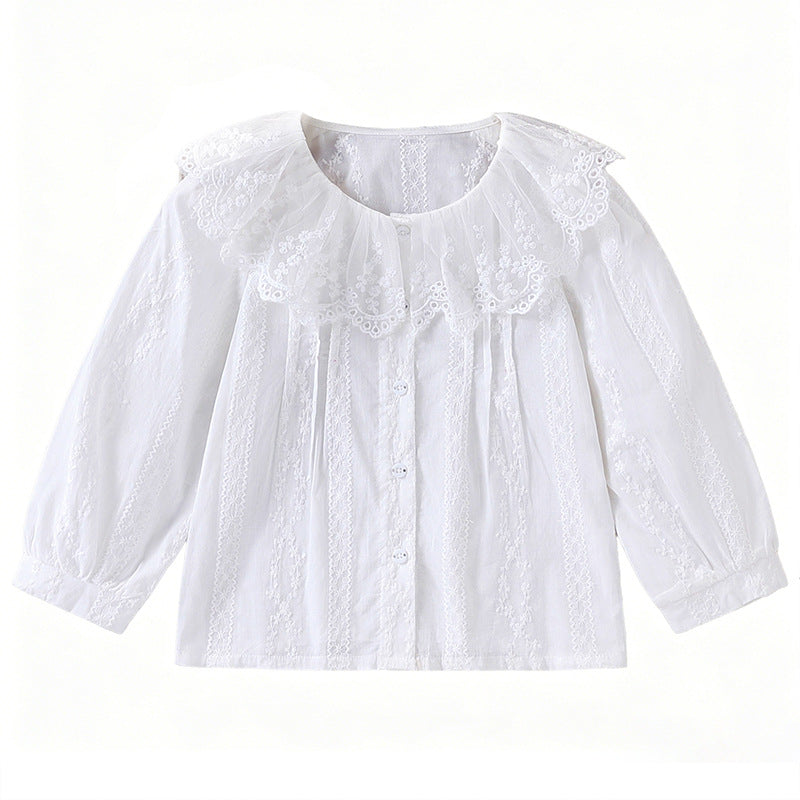 Mädchen Bluse mit romantischem Spitzenkragen und filigranem Design R&B