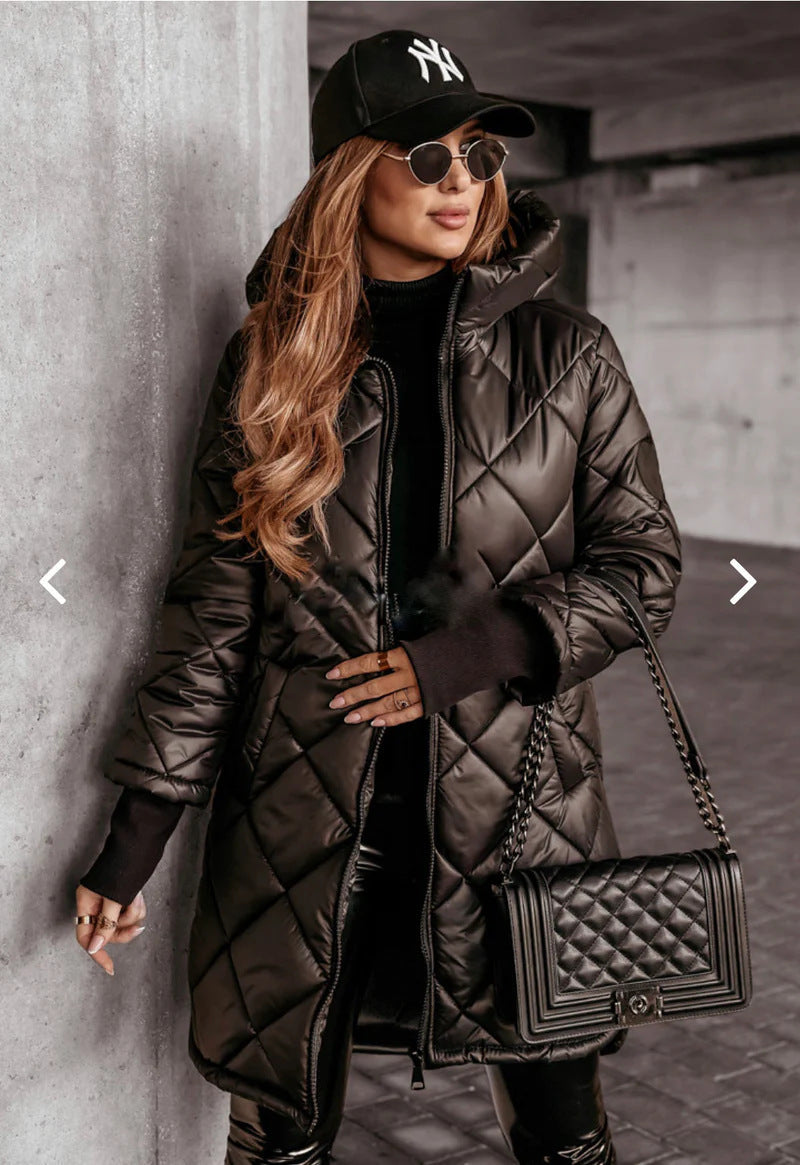 Damen Lässige Steppjacke mit Kapuze und praktischen Taschen R&B
