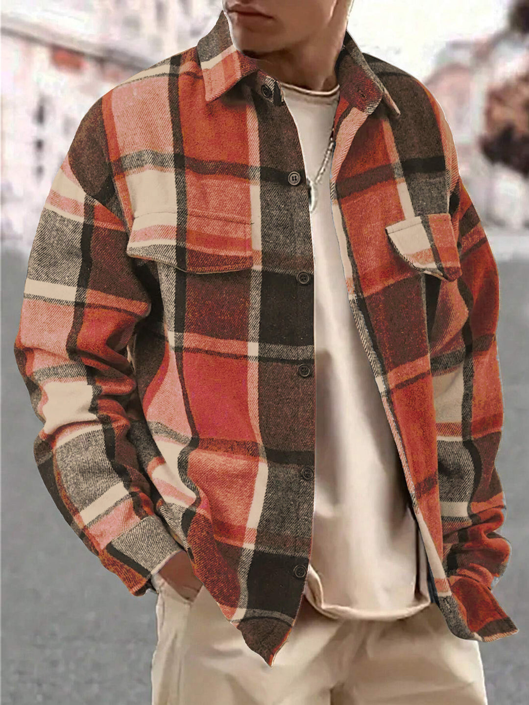 Herren kariertes Flanellhemd R&B