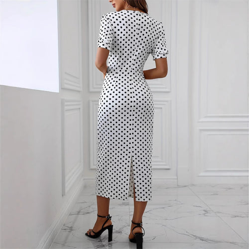 Damen Midikleid mit Puffärmeln und Punkten R&B