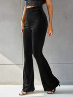 Damen Bootcut-Hose mit Rippstruktur und hohem Bund R&B