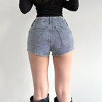 Damen Glitzernde Denim-Shorts mit funkelnden Akzenten R&B