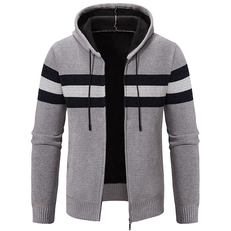 Herren modische Kapuzenjacke mit strukturiertem Design und elegantem Innenkragen