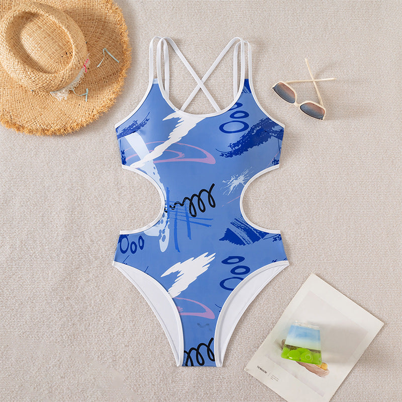 Damen Einteiliger Badeanzug mit trendigen Cut-Out-Details R&B