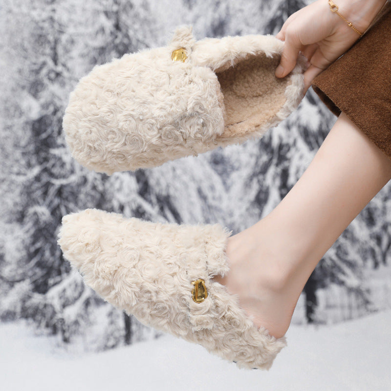 Damen Flauschige Hausschuhe mit modischem Design und warmem Futter R&B