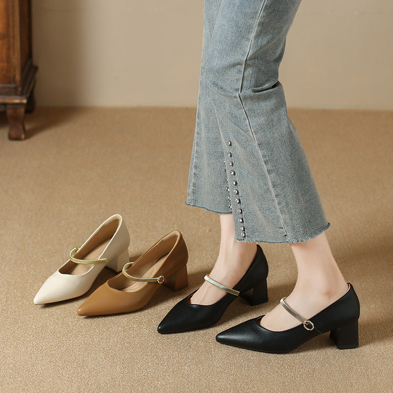 Damen Slingback-Pumps mit elegantem Riemen und komfortablem Blockabsatz