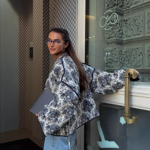 Damen Steppjacke mit floralem Design und modernem Schnitt R&B