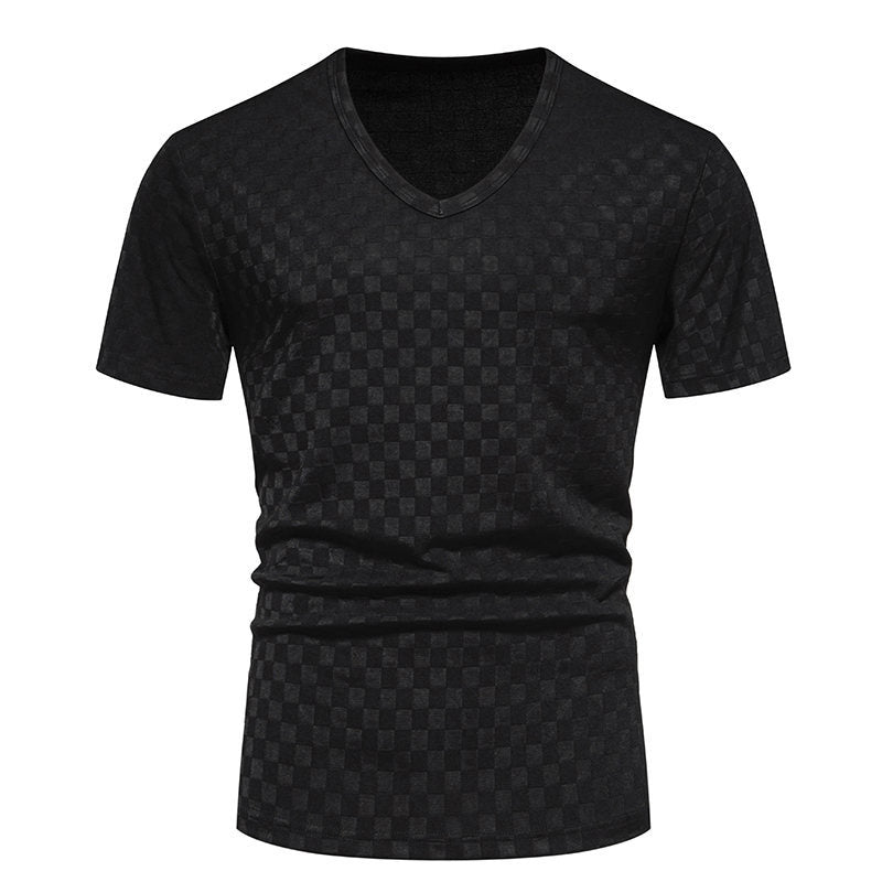 Herren V-Ausschnitt T-Shirt mit strukturiertem Muster