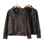 Damen Kunstlederjacke mit lässigem Schnitt und praktischen Taschen R&B