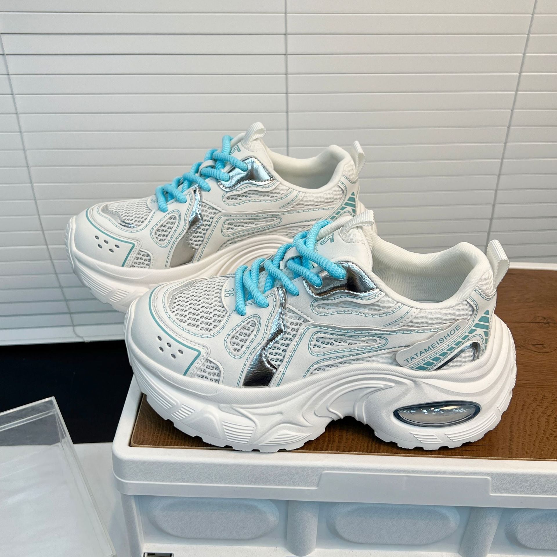 Damen Sportliche Chunky Sneakers mit atmungsaktiver Netzstruktur und dämpfendem Sohlenprofil R&B