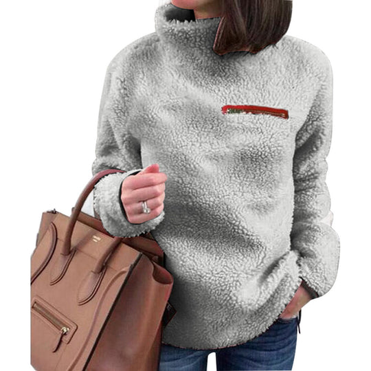 Damen Fleece-Pullover mit hohem Kragen und femininer Passform R&B