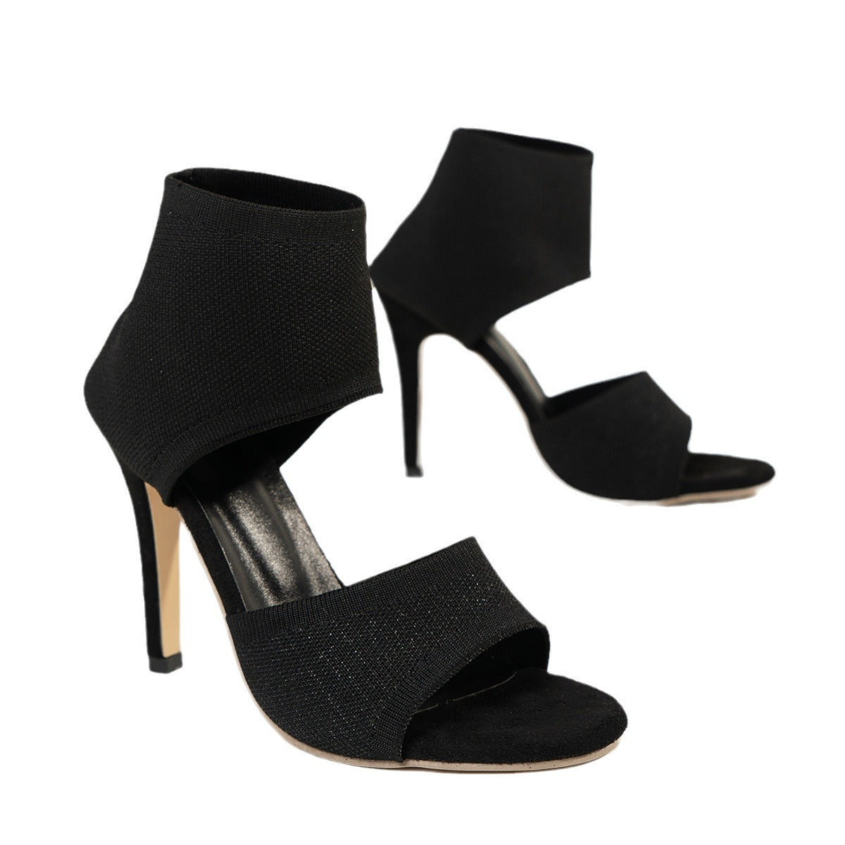 Damen High-Heel Sandalen mit elastischem Knöchelbereich und geschwungenem Design R&B