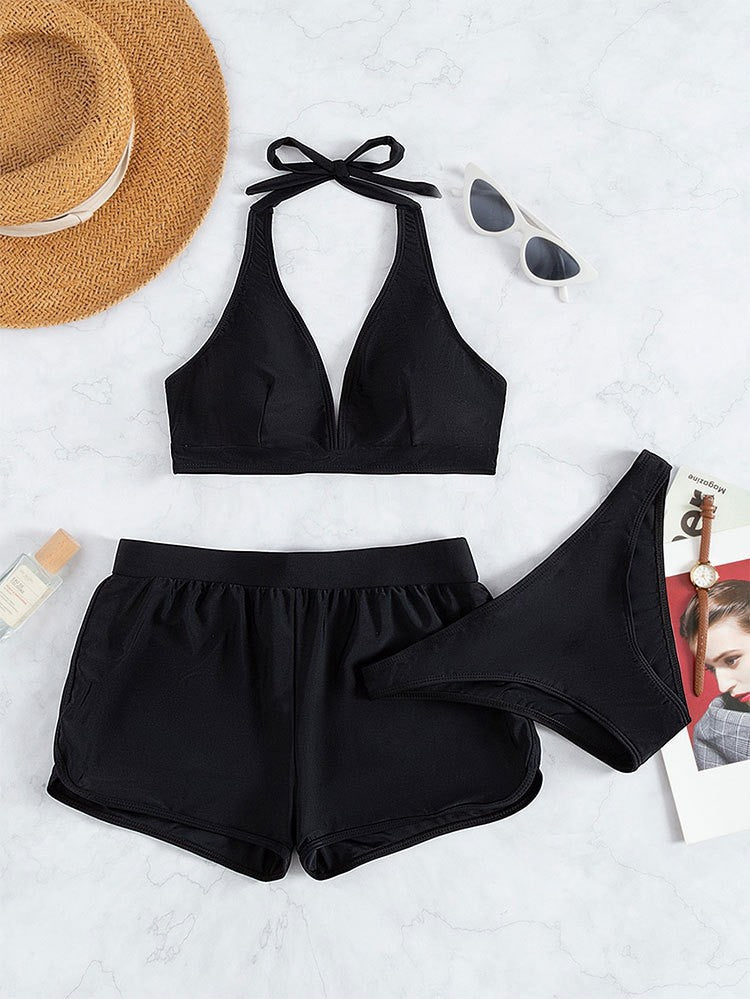 Damen Sport-Bikini-Set mit hoch geschnittenem Oberteil und komfortablen Shorts R&B