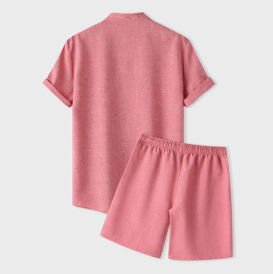 Damen Kurzarm Pyjama-Set aus atmungsaktivem Stoff mit elastischem Bund R&B