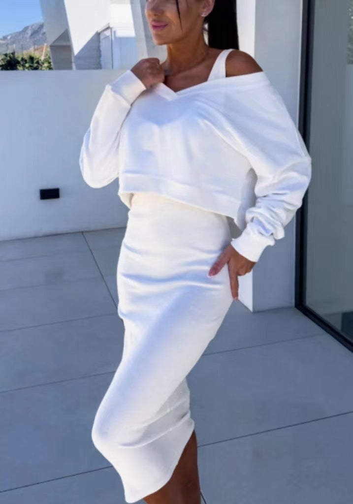 Damen Freizeit-Minikleid- und Sweater-Kombination R&B