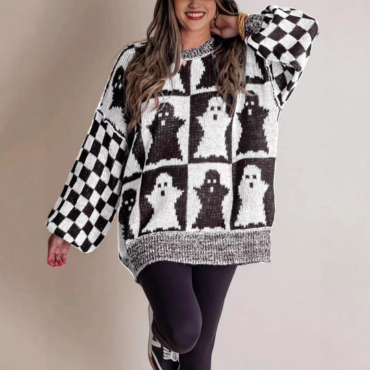 Damen Großer, gemütlicher Strickpullover mit Geisterdesign R&B