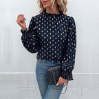 Damen Bluse mit hochwertigem Druck und großzügigen Puffärmeln R&B