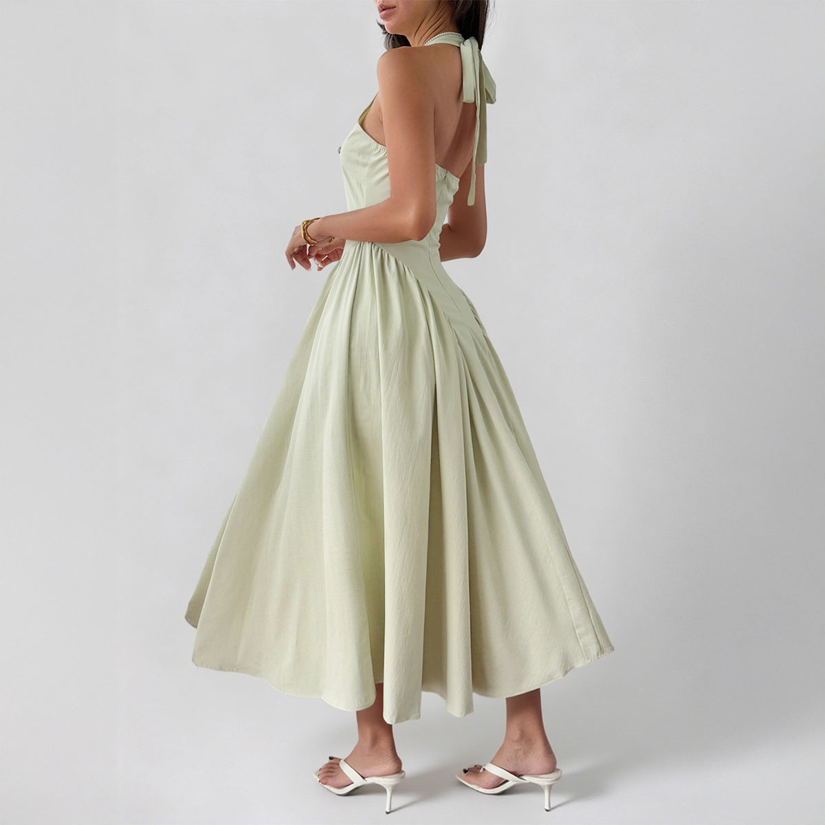 Damen Midikleid mit lässigem Rückenausschnitt und Schleifenverschluss R&B