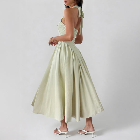 Damen Midikleid mit lässigem Rückenausschnitt und Schleifenverschluss R&B