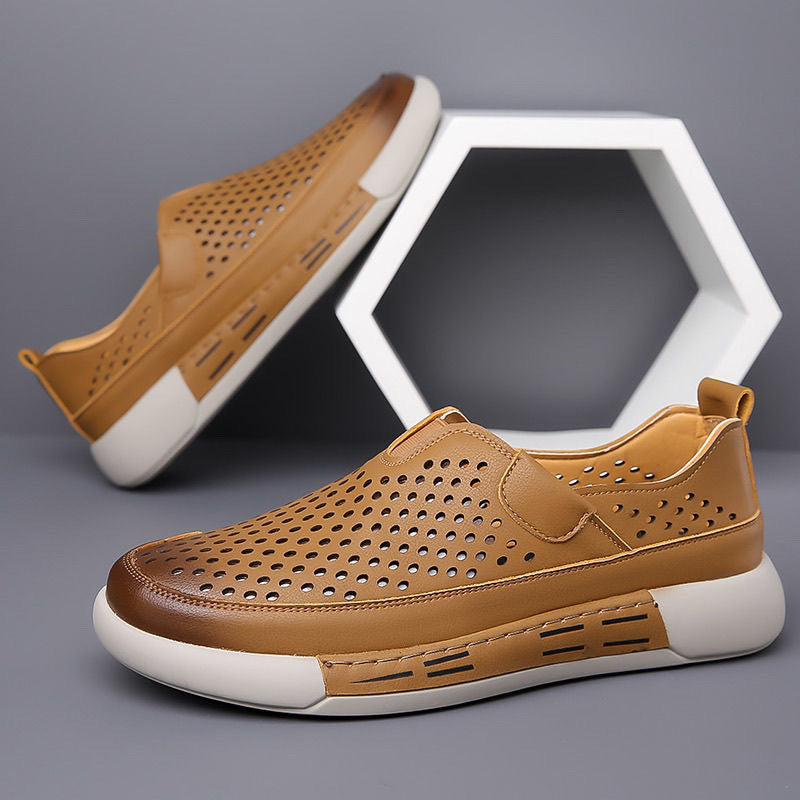 Damen Atmungsaktive Slip-On Sneakers aus perforiertem Leder R&B