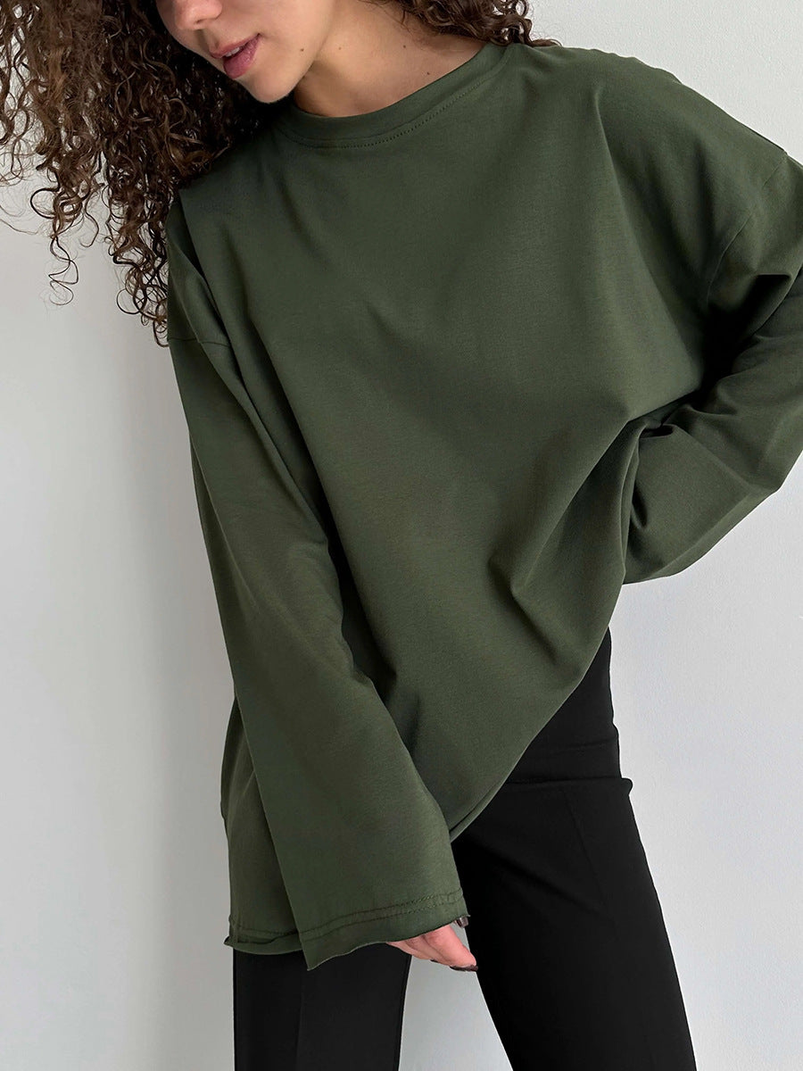 Damen Oversize Langarmshirt mit hohem Kragen R&B