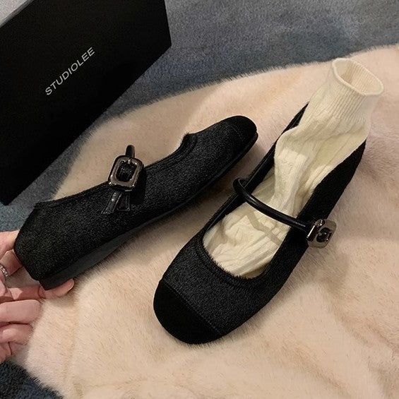Damen Ballerina mit elegantem Leopardenmuster und modischem Schnallenverschluss