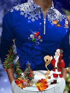 Herren Weihnachtliches Langarmshirt mit festlichem Grafikdesign und praktischem Reißverschluss R&B
