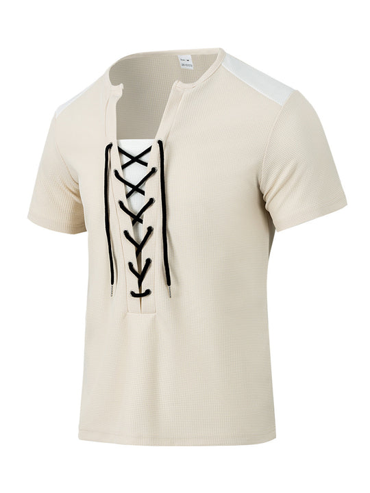 Herren Kurzarm Shirt mit sportlichem Schnürdesign R&B