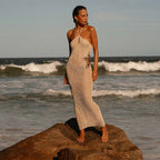Damen gehäkeltes Maxi-Netzkleid R&B