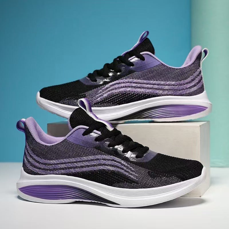 Damen Leichte Fitness-Sneaker mit atmungsaktiver Strick-Oberfläche und stoßdämpfender Sohle R&B