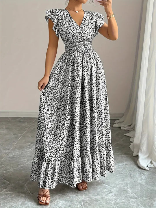 Damen Maxikleid mit Rüschenträgern und elastischem Tailleneinsatz R&B
