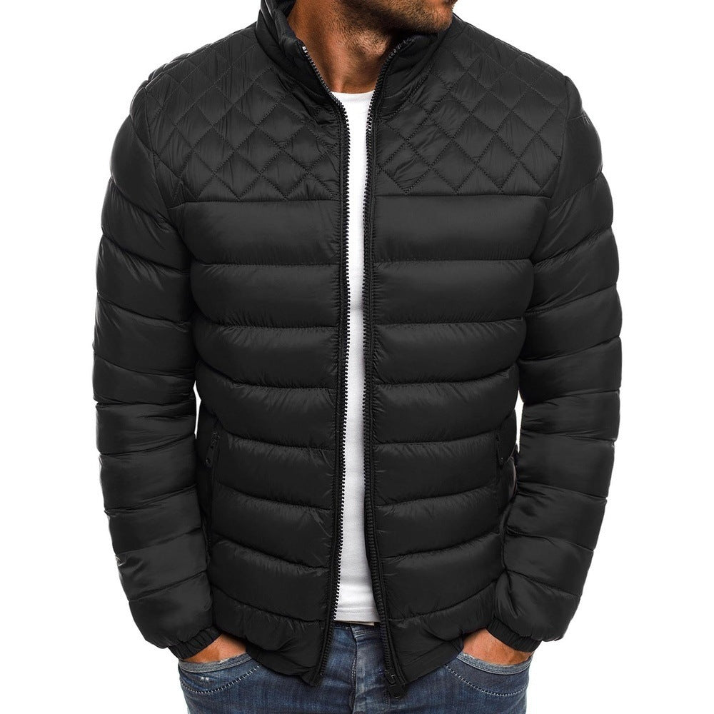 Herren isolierte Steppjacke mit hochgeschlossenem Kragen und seitlichen Reißverschlusstaschen R&B