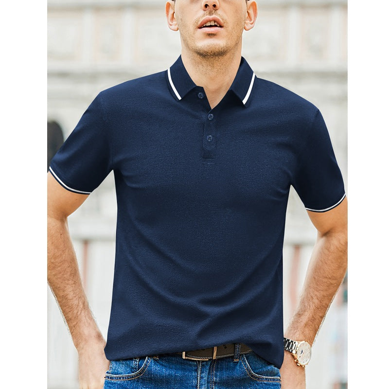 Herren Kurzarm-Polohemd mit modernem Bicolor-Kragen und atmungsaktiver Baumwollqualität