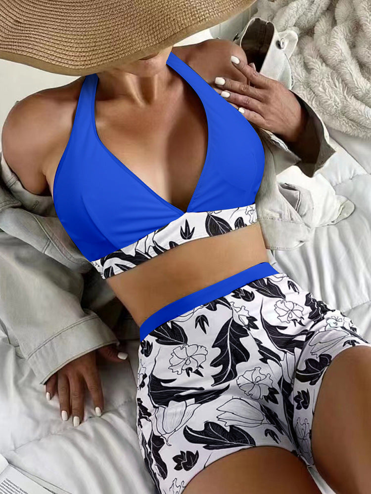 Damen Triangel-Bikini mit floralem Shorts-Design R&B