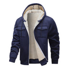 Herren gefütterte Kapuzenjacke im sportlichen Design mit praktischen Taschen R&B